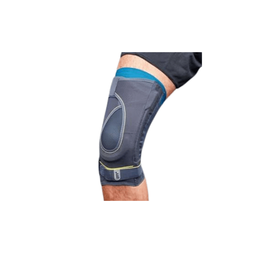 MUE5313 METAL TRIAXIAL HINGED WRAPAROUND KNEE BRACE WITH OPEN BACK